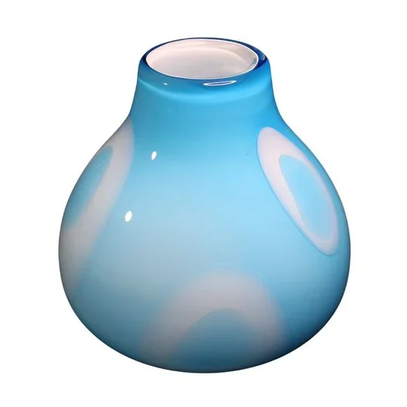 Studio Art Glass MCM Hand Blown Blue White Geometric Home Office Decor Modern - Picture 10 of 11